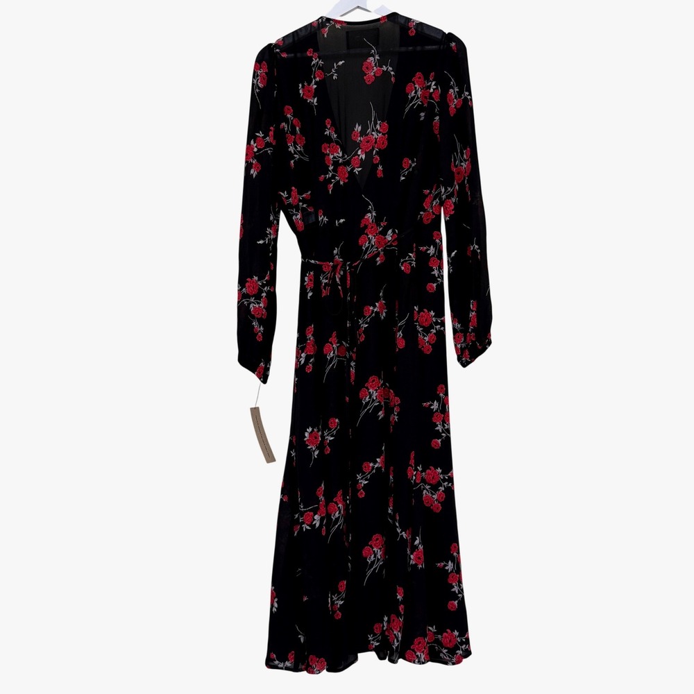 Reformation Womens Nicole Wrap Floral Midi Dress Long Sleeve Size L Boho Cottage - Picture 4 of 10